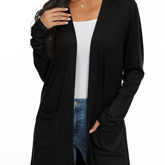 Womens Casual Lightweight with Pockets Long Sleeve Open Front Cardigan Fall - Picture 1 of 6